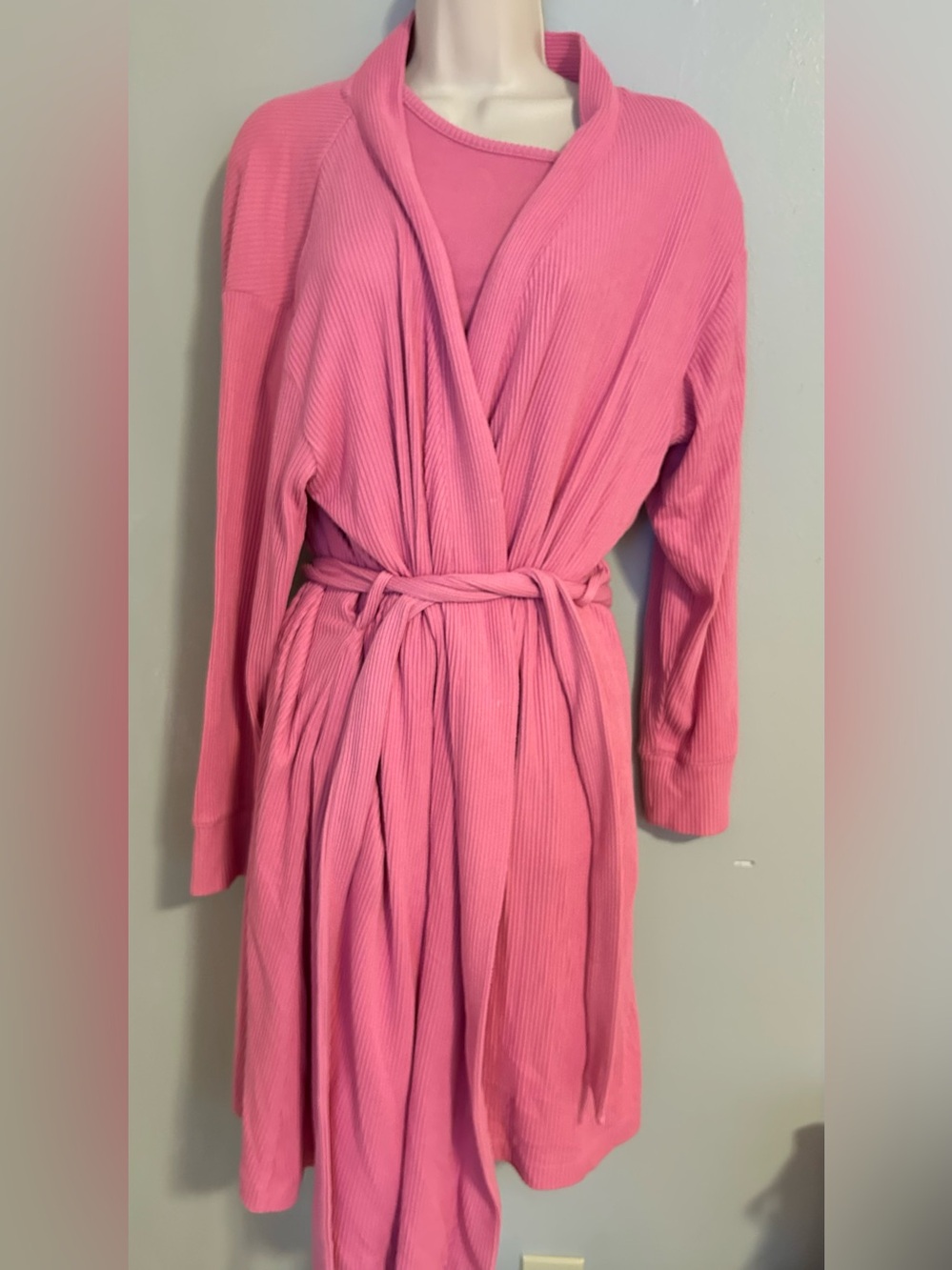 LANDs' END Pink 3- Piece Robe & Pajama Set, L 12-14 EXCELLENT